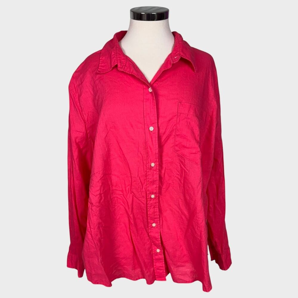 GAP Womens XXL Coral Pink Button Front Shirt